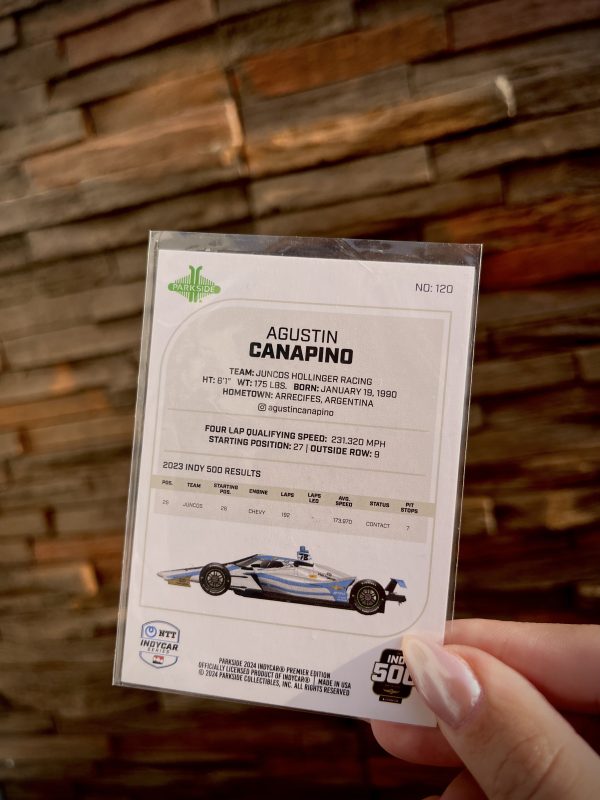 Agustin Canapino 2024 Parkside Indy Car Trading Card Indianapolis 500 Autografo - Imagen 2