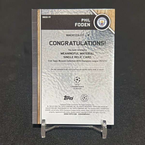 Topps Museum Collection UCL 23/24 - Phil Foden Meaningful Material /150 (Match-Worn Patch) - Imagen 2