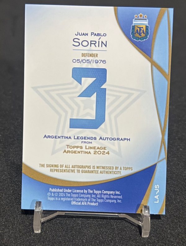 Topps Lineage Argentina 2024 - Juan Pablo Sorín /75 Auto Legends - Imagen 2