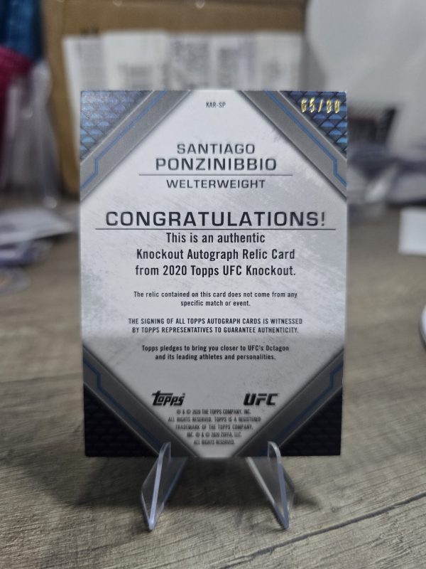 💥 Topps UFC Knockout 2020 – Autograph Relic Santiago Ponzinibbio 💥 - Imagen 2